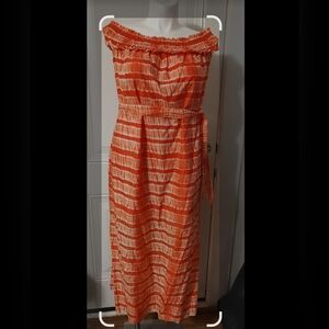 Orange Tie-Dye Off-Shoulder Dress